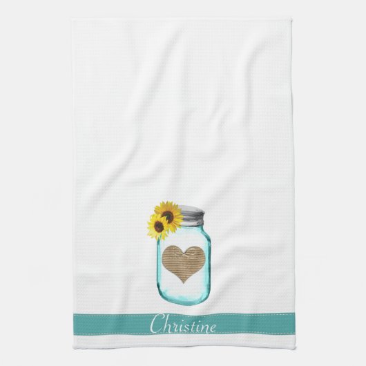"Country Mason Jar Wedding Towel Theedoek (Verticaal)