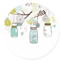 Country Mason Jars Blauwe Bloemen