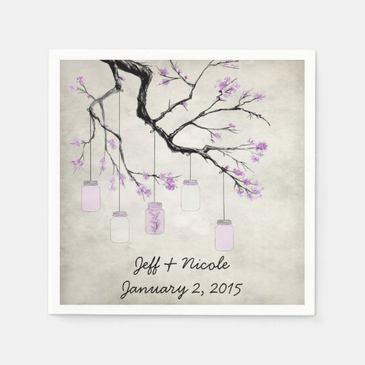 Country Mason Jars op de bruiloft van lavendel Servetten (Voorkant)