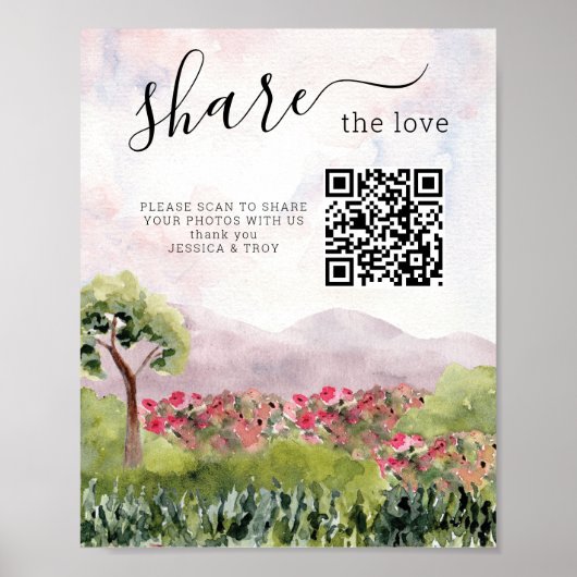 Country Meadow Bruiloft Foto delen teken Poster (Voorkant)