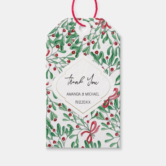 Country Mistletoe Waterverf Handgeschilderd Cadeaulabel (Voorkant)
