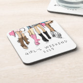 Country Mode Cowboy Boots Girl's Weekend Custom Bier Onderzetter (Linkerzijde)