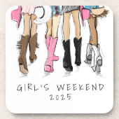 Country Mode Cowboy Boots Girl's Weekend Custom Bier Onderzetter (Voorkant)