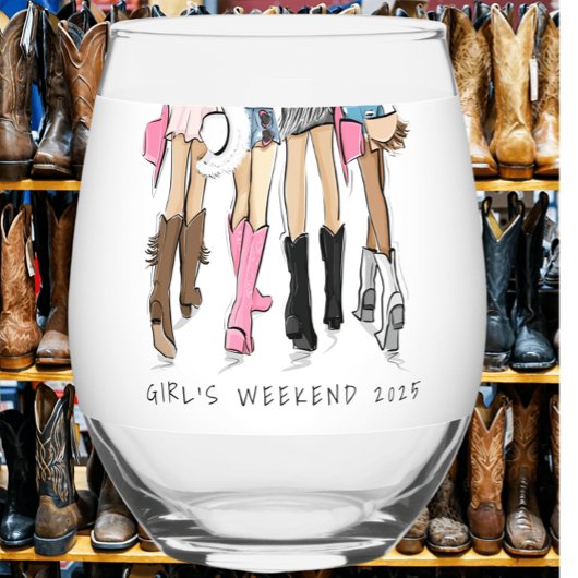 Country Mode Cowboy Boots Girl's Weekend Custom Wijnglas Zonder Voet