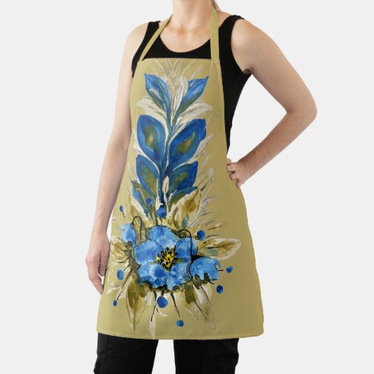 Country Modern Blauwe Bloemen Schort (Insitu)