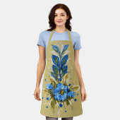 Country Modern Blauwe Bloemen Schort (Gedragen)