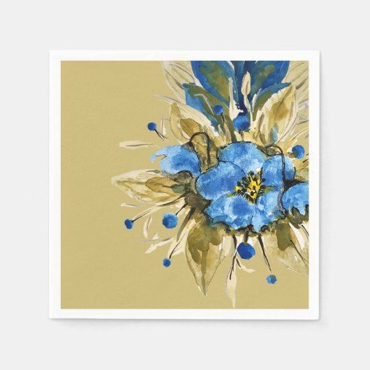 Country Modern Blauwe Bloemen Servet (Voorkant)