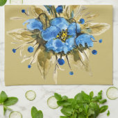 Country Modern Blauwe Bloemen Theedoek (Gevouwen)