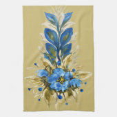 Country Modern Blauwe Bloemen Theedoek (Verticaal)