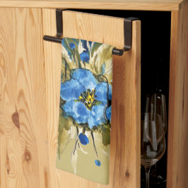 Country Modern Blauwe Bloemen Theedoek