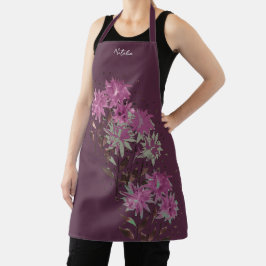 Country Modern Paarse Bloemen Monogrammed Schort