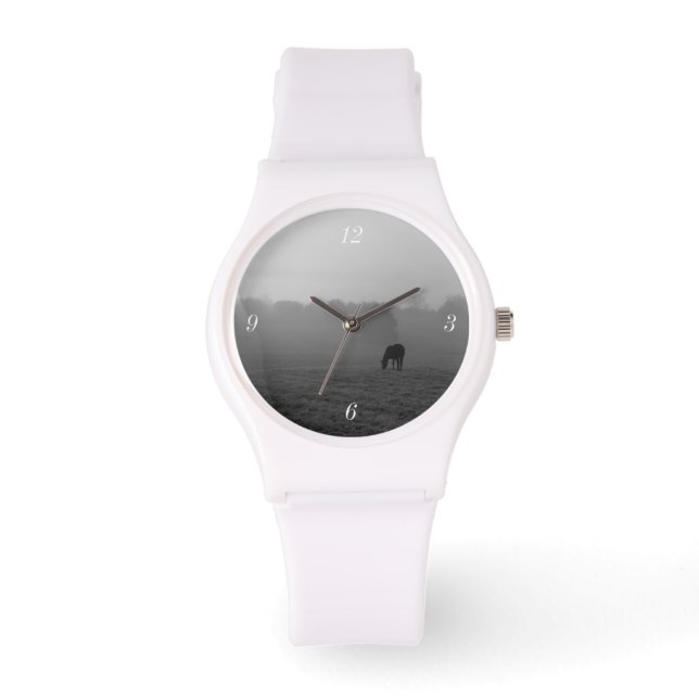 Country Morning Grayscale Horloge (Voorkant)