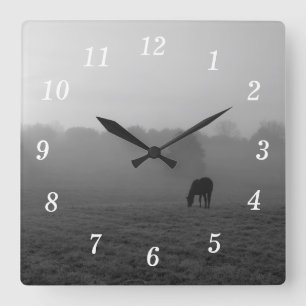 Country Morning Grijswaarden Wandklok