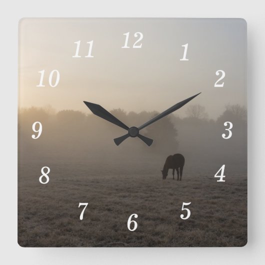 Country Morning Wall Clock Vierkante Klok (Voorkant)