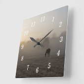 Country Morning Wall Clock Vierkante Klok (Hoek)