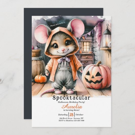 Country Mouse Halloween Kaart (Voorkant / Achterkant)