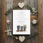 Country Mr. Mrs. Cowboy Boots Wildflowers Wedding Kaart