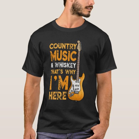 Country Music And Whiskey Bourbon Scotch Drinking T-shirt (Voorkant)