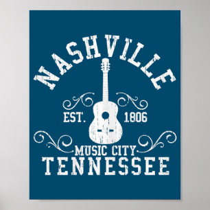 Country Music City Nashville Guitar Tennessee Poster