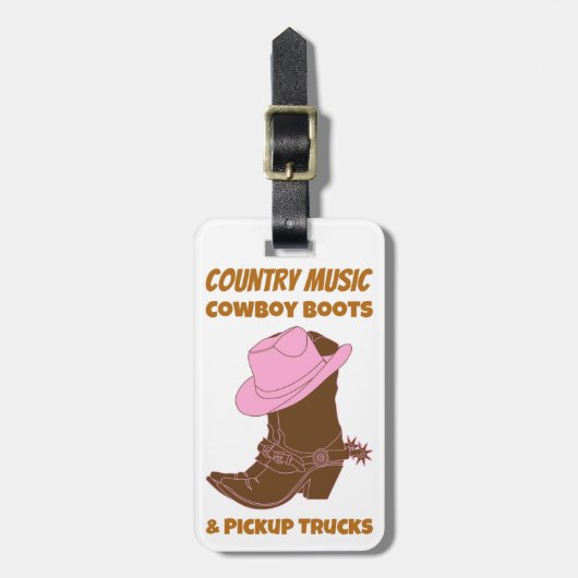 Country Music Cowboy Boots Pickup Trucks Bagagelabel (Voorkant verticaal)