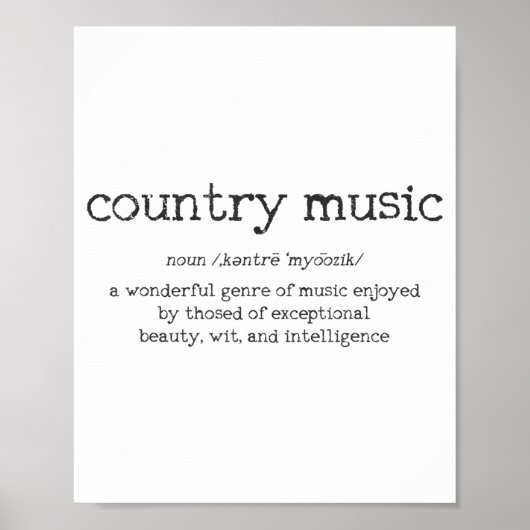Country Music Definition Funny Saying Musician Gif Poster (Voorkant)