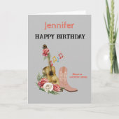 Country Music Gelukkige Verjaardagskaart. bewerkba Kaart (Voorkant)