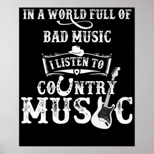 Country Music Gift Guitar Nashville Country Muziek Poster