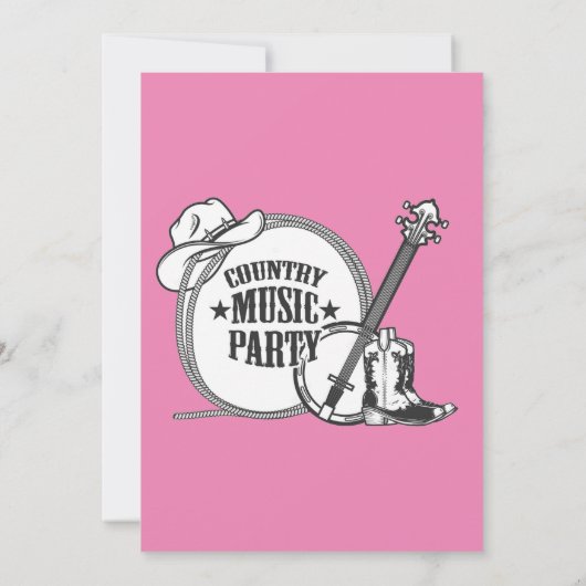 Country Music Girl Birthday Party Uitnodiging (Achterkant)