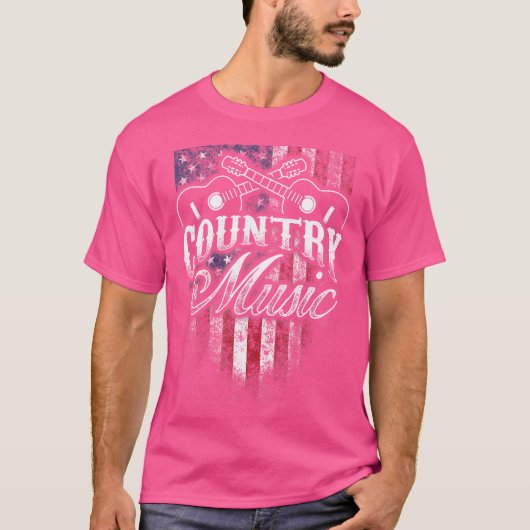 Country Music Gitaar Amerikaanse vlag Western ontw T-shirt (Voorkant)