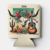 Country Music gitaar koe schedel woestijn cactus Blikjeskoeler (Achterkant)