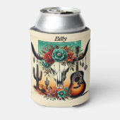 Country Music gitaar koe schedel woestijn cactus Blikjeskoeler (Blikje Achterkant)