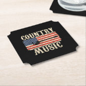 Country Music Guitar American Flag Gift Kartonnen Onderzetters (Gekanteld)