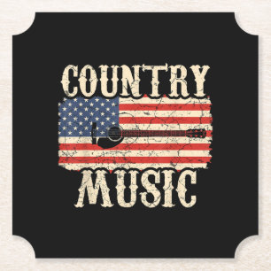 Country Music Guitar American Flag Gift Kartonnen Onderzetters