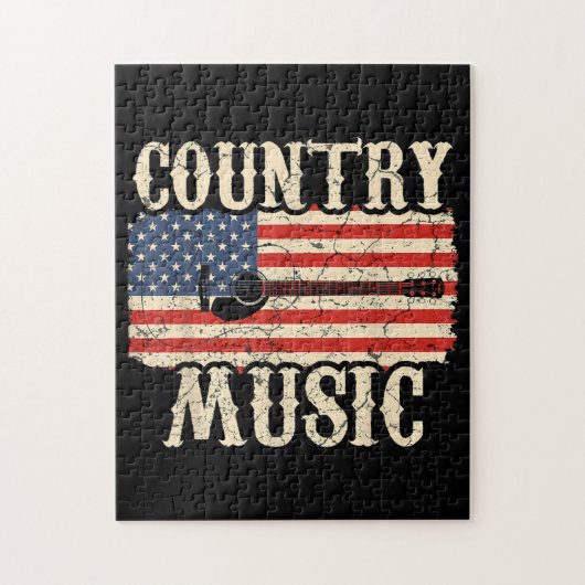 Country Music Guitar American Flag Gift Legpuzzel (Verticaal)