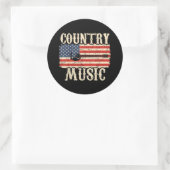 Country Music Guitar American Flag Gift Ronde Sticker (Tas)