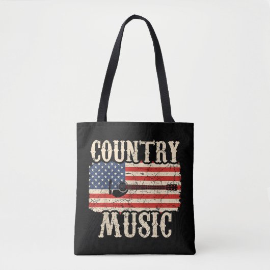 Country Music Guitar American Flag Gift Tote Bag (Voorkant)
