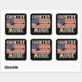 Country Music Guitar American Flag Gift Vierkante Sticker (Vel)