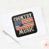 Country Music Guitar American Flag Gift Vierkante Sticker (Envelop)
