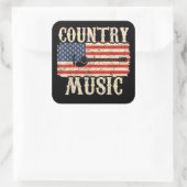Country Music Guitar American Flag Gift Vierkante Sticker (Tas)