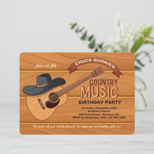 Country Music Invitation Kaart (Staand voorkant)