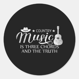 Country Music is Three Chords Funny Souvenir Ronde Sticker
