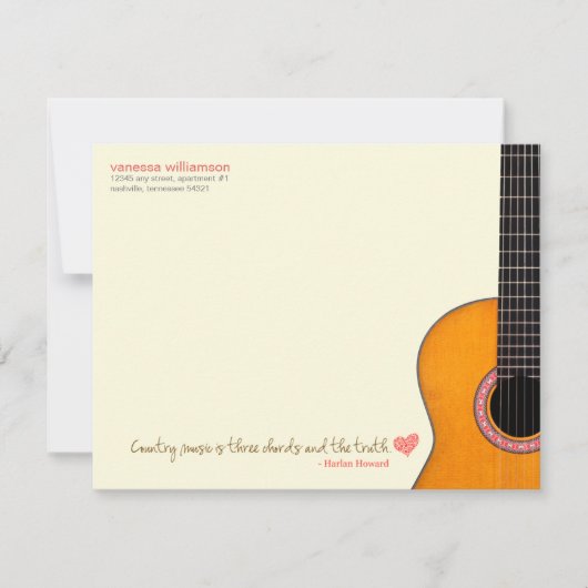 'Country Music is Three Chords' Note Cards (CMA's) Kaart (Voorkant)