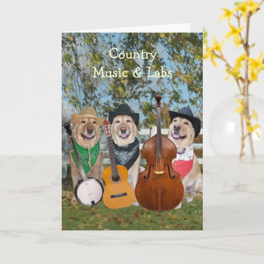 Country Music & Labs verjaardag Kaart (Gele Bloem)