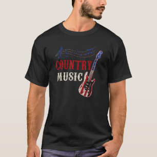 Country Music Retro gitaar USA Flag Guitar T-shirt