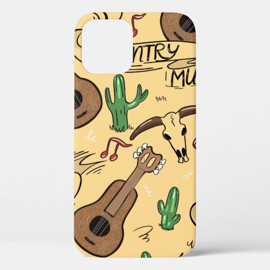 Country music seamless pattern with guitars, cacti Case-Mate iPhone case (Achterkant)