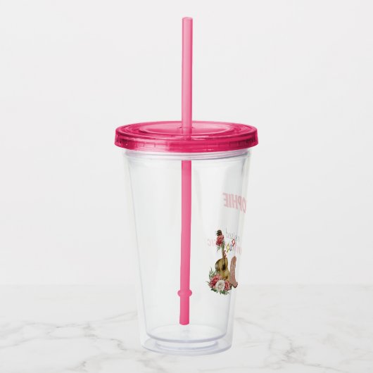 country muziek, akoestische gitaar, Rozen, cowboy  Acryl Drinkbeker (Rechts)
