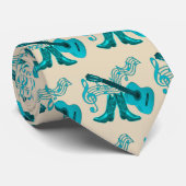 Country Muziek Blauwe Gitaar Cowboy Boots Stropdas (Opgerold)