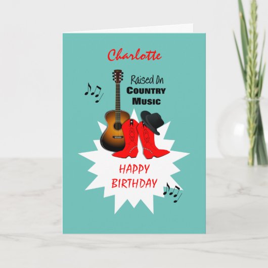 Country muziek gepersonaliseerde Happy Birthday Kaart (Voorkant)