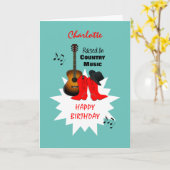 Country muziek gepersonaliseerde Happy Birthday Kaart (Gele Bloem)