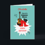 Country muziek gepersonaliseerde Happy Birthday Kaart<br><div class="desc">Gewoon het ding voor iedereen in de country muziek met akoestische gitaren,  muzieknoten,  Stetson pet en cowboy boots graphic en gemakkelijk aan te passen met een persoonlijke namen en berichten voor die extra speciale touch zonder extra kosten.</div>